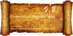 Ivancsics Benjámin névjegykártya